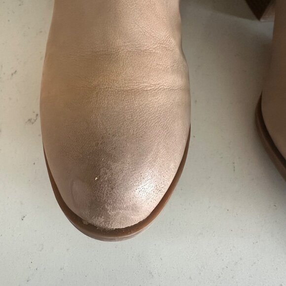 BCBG Generation Womens Beige Faux Leather Ankle Booties Woven Braid & Fringe Det - Picture 7 of 11